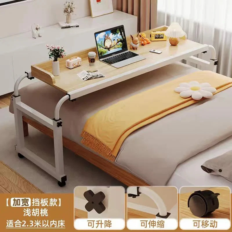 Portable Adjustable Over-Bed Laptop Desk with Moving Wheels