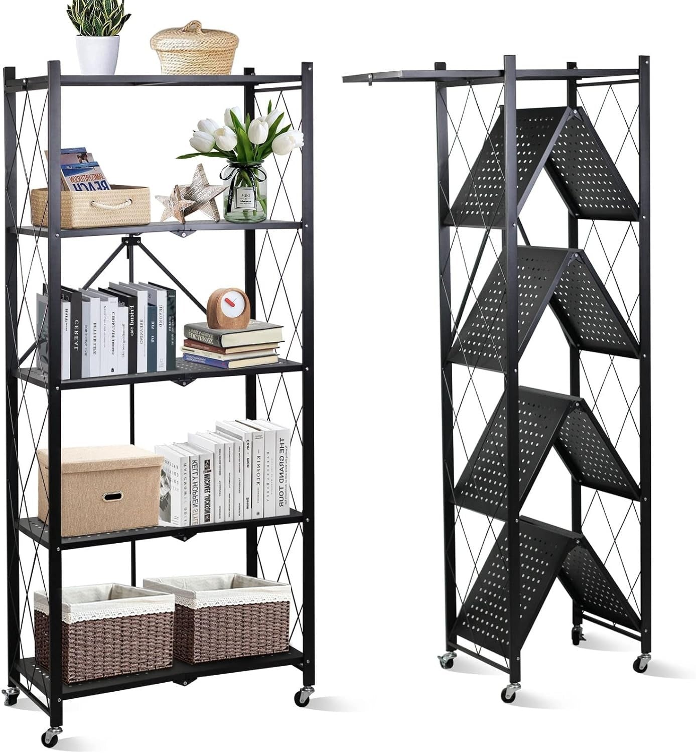 5 Layer Foldable Steel Metal Rack Organizer