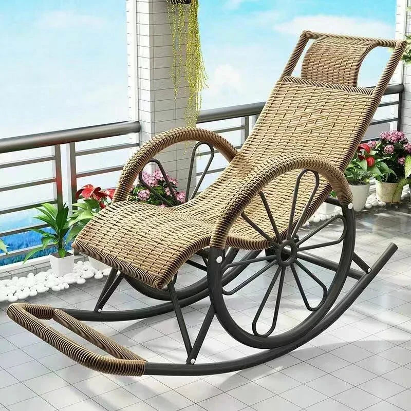 Comfortable Rattan Rocking Chair for Indoor and Outdoor Use
