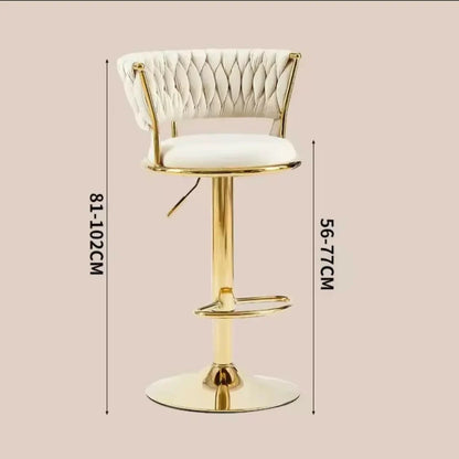 Luxurious Velvet Swivel Bar Stool with Adjustable Gold Base (1 Piece)
