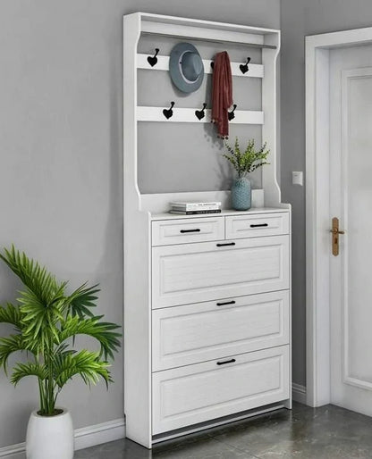 Multi-Storage Shoe Rack and Coat Hanger Cabinet