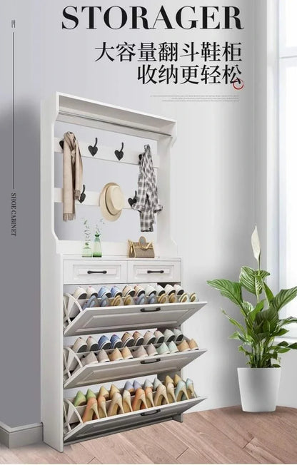 Multi-Storage Shoe Rack and Coat Hanger Cabinet
