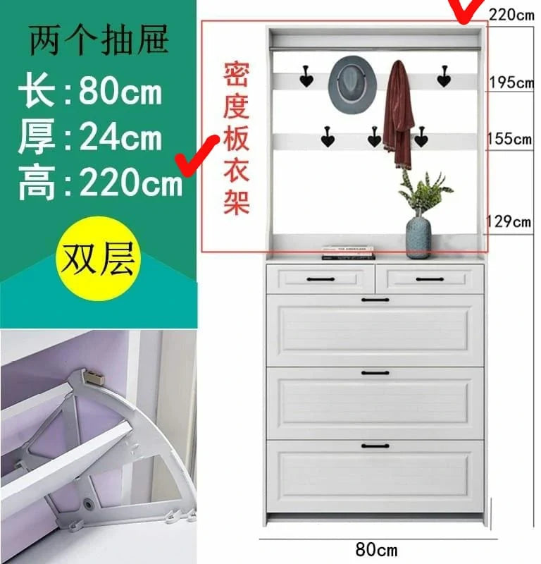 Multi-Storage Shoe Rack and Coat Hanger Cabinet