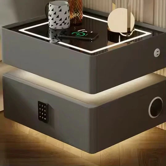 Smart bedside table with Wireless Charging, Bluetooth Speaker, and Password Lock