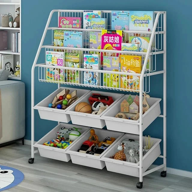 Portable Kids Bookshelf and Toy Storage Organizer