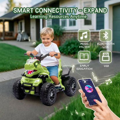 Kids Premium 12V Dinosaur Electric ATV Bluetooth & LED Lights
