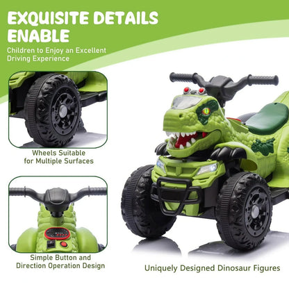 Kids Premium 12V Dinosaur Electric ATV Bluetooth & LED Lights