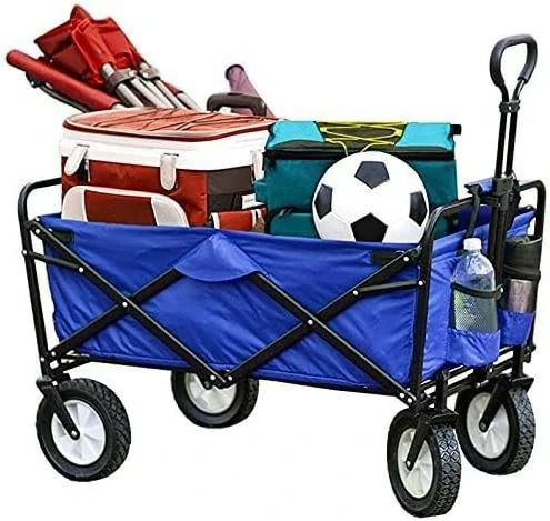 Heavy Duty Folding Garden Wagon with Adjustable Rotary Handle