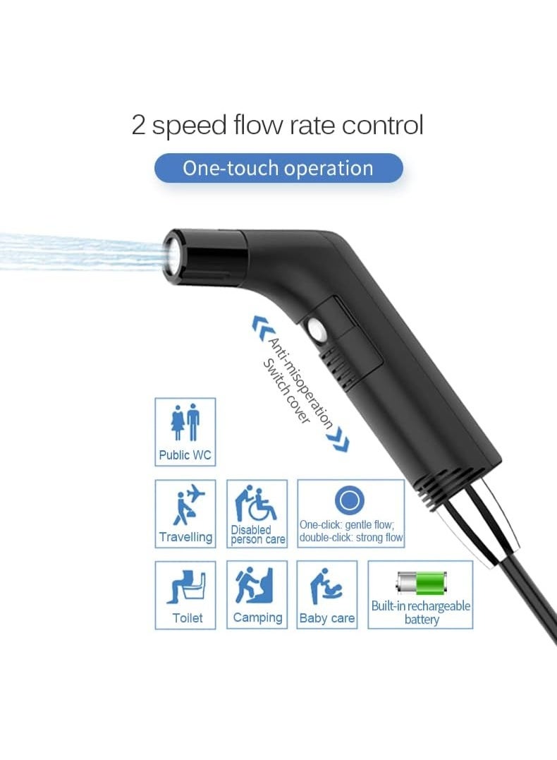 Portable Travel Bidet Shattaf with 2.3L Water Tank – Handheld Muslim Toilet Bidet Sprayer, 2-Speed Flow Control, 1.2M Long Hose, IPX6 Waterproof