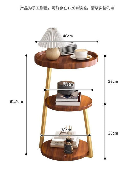 3-Tier Round Modern Side Table，Metal Frame Round Sofa Table, Small Space Coffee Table