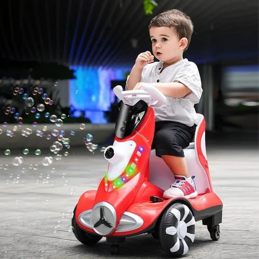 FB Electric Four-Wheel Kids Car | Bubble Function | 360 Degree Rotation | Cool LED Lights | Seat Belt | Safe & Comfortable | TM010 For 3 To 6 Years Kids,