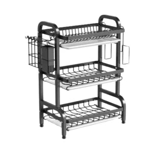 3-TIER DISH RACK WITH UTENSIL HOLDER AND CUTTING BOARD HOLDER