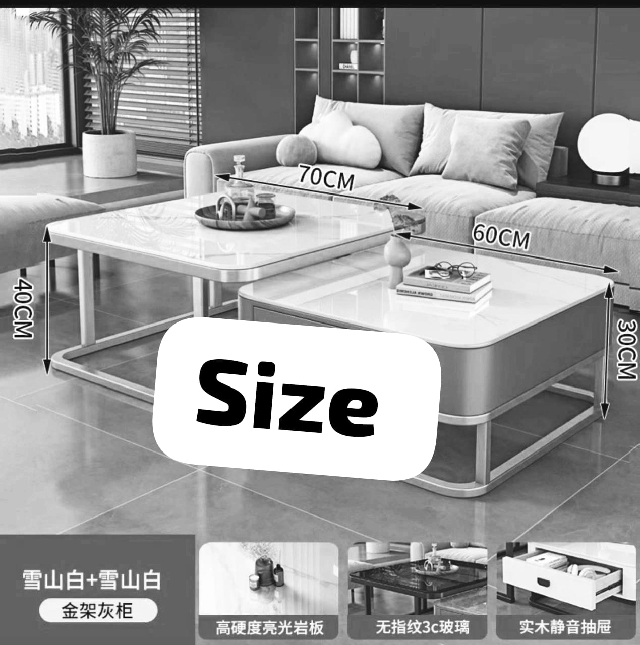 Contemporary Extendable Iron Coffee Table for Home Bedroom School Hospital Living Room Hotel for Use Center Table