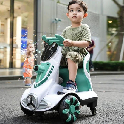 FB Electric Four-Wheel Kids Car | Bubble Function | 360 Degree Rotation | Cool LED Lights | Seat Belt | Safe & Comfortable | TM010 For 3 To 6 Years Kids,