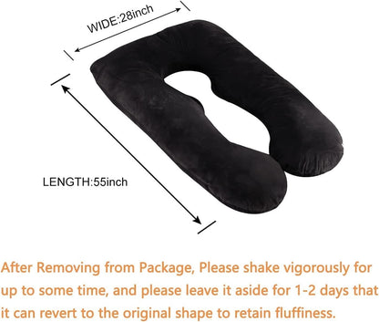 Ultra Soft Full Body Pregnancy Pillow/Maternity Pillow U Shaped Pillow for Pregnant Women Sleeping with Velvet Zippered Cover- Standard