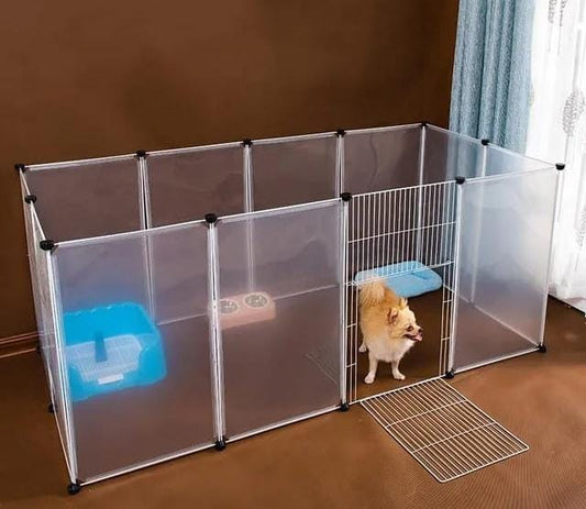 Playpen Pet Playpen Dog Exercise Pen Large Portable Dog Fence with Door 12 Panel for Dogs Cats Pets Suitable for Weight less than 20kg