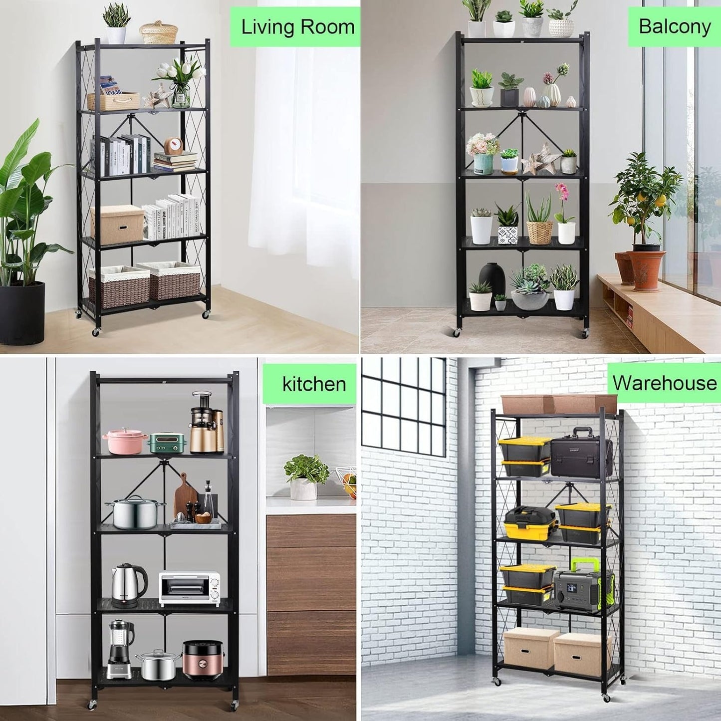 5 Layer Foldable Steel Metal Rack Organizer