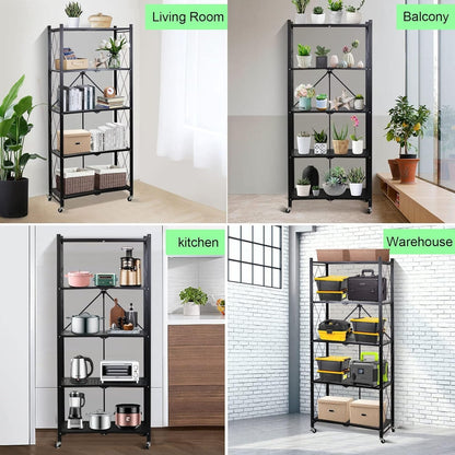 5 Layer Foldable Steel Metal Rack Organizer