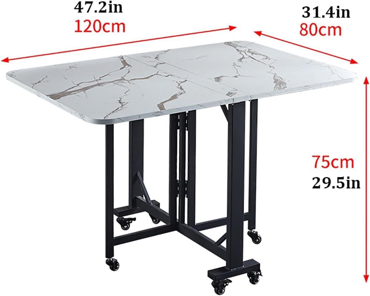 Modern Exble Dining Table Foldable Drop Leaf Kitchen Table Multifunctional Expandable Design with Adjustable Foot Pads Sturdy Carbon Steel Frame for Small Spaces