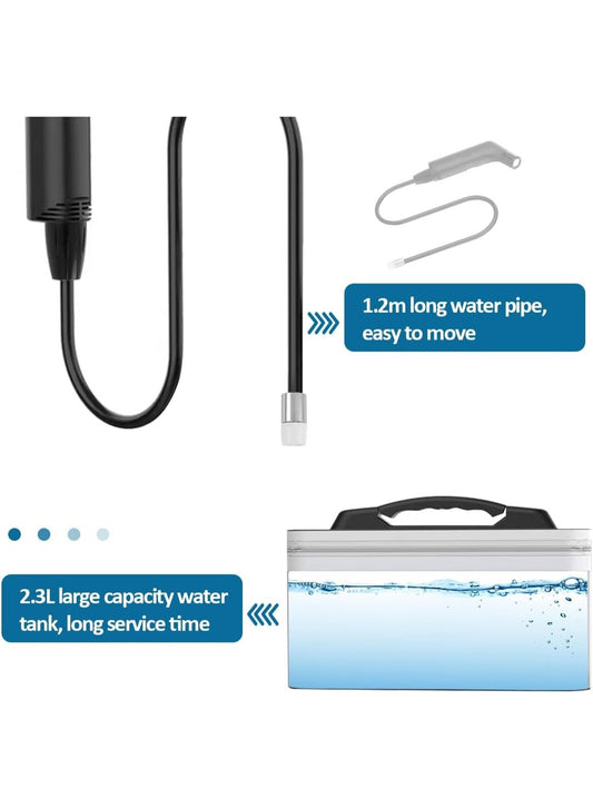 Portable Travel Bidet Shattaf with 2.3L Water Tank – Handheld Muslim Toilet Bidet Sprayer, 2-Speed Flow Control, 1.2M Long Hose, IPX6 Waterproof