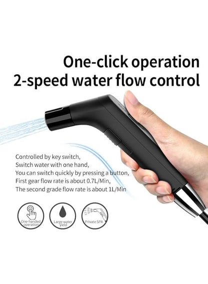 Portable Travel Bidet Shattaf with 2.3L Water Tank – Handheld Muslim Toilet Bidet Sprayer, 2-Speed Flow Control, 1.2M Long Hose, IPX6 Waterproof