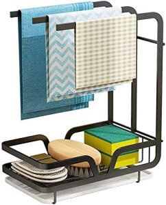 KITCHEN SINK CADDY SPONGE AND TOWEL HOLDER, SINK TOP ORGANIZER, SPONGE AND KITCHEN TOWEL HOLDER