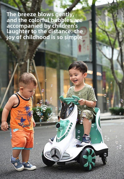 FB Electric Four-Wheel Kids Car | Bubble Function | 360 Degree Rotation | Cool LED Lights | Seat Belt | Safe & Comfortable | TM010 For 3 To 6 Years Kids,