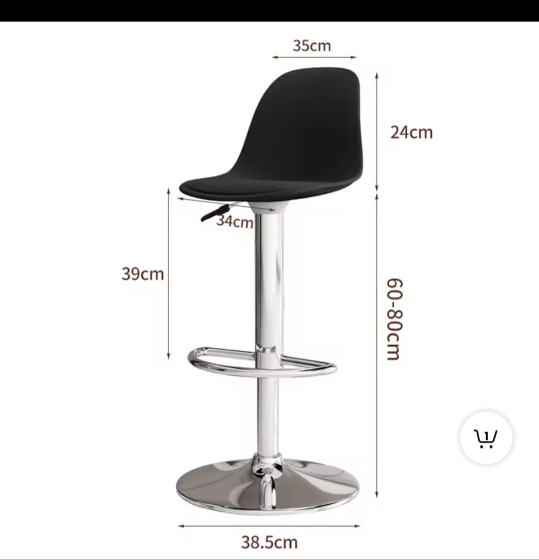 Modern Faux Bar Stools Set of 2 Height Adjustable Counter Barstools with Backrest & Footrest for Kitchen Black
