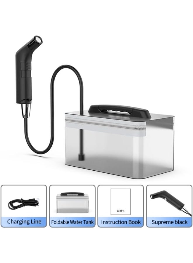 Portable Travel Bidet Shattaf with 2.3L Water Tank – Handheld Muslim Toilet Bidet Sprayer, 2-Speed Flow Control, 1.2M Long Hose, IPX6 Waterproof