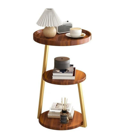 3-Tier Round Modern Side Table，Metal Frame Round Sofa Table, Small Space Coffee Table