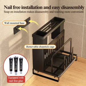 KITCHEN UTENSIL HOLDER, WALL MOUNT & COUNTERTOP KITCHEN ORGANISER