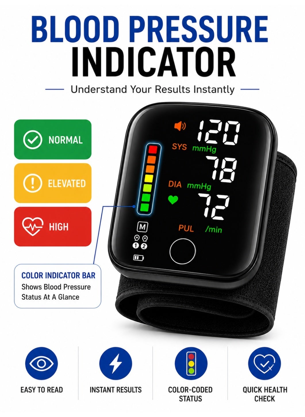 Digital Wrist Blood Pressure Monitor, Automatic BP & Heart Rate Monitor with Adjustable Wrist Cuff, 2×99 Memory Storage, Large LCD Display, Voice Broadcast & Portable Carrying Case