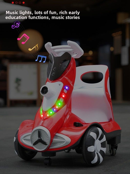 FB Electric Four-Wheel Kids Car | Bubble Function | 360 Degree Rotation | Cool LED Lights | Seat Belt | Safe & Comfortable | TM010 For 3 To 6 Years Kids,