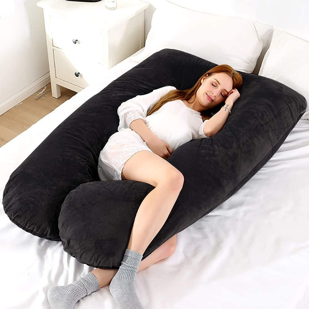 Ultra Soft Full Body Pregnancy Pillow/Maternity Pillow U Shaped Pillow for Pregnant Women Sleeping with Velvet Zippered Cover- Standard