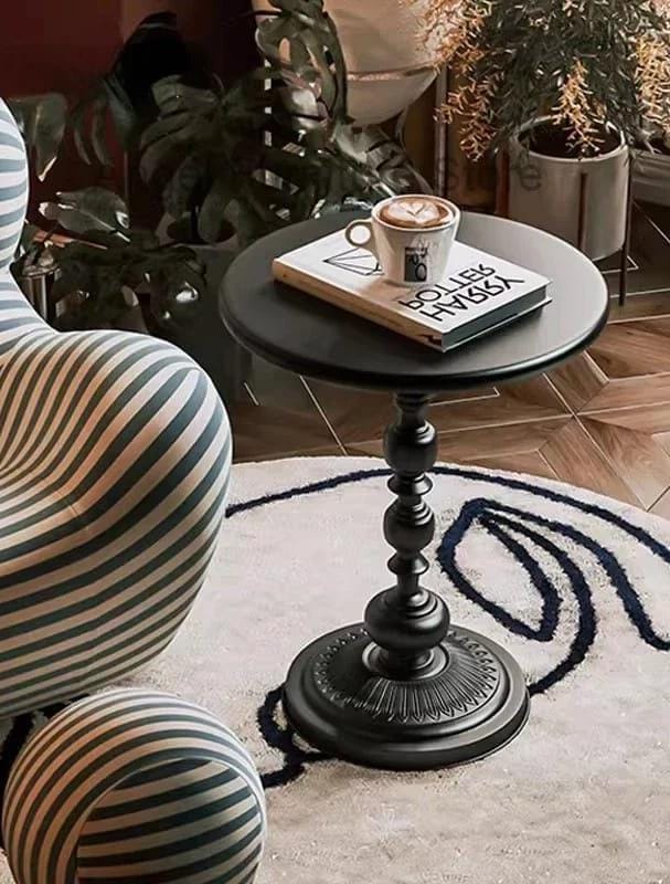 Side Table Round Side Table Floor-Standing Sofa Side Metal Small Coffee Table Living Room Office Decoration Retro End Table Bedroom Bedside Table end Table
