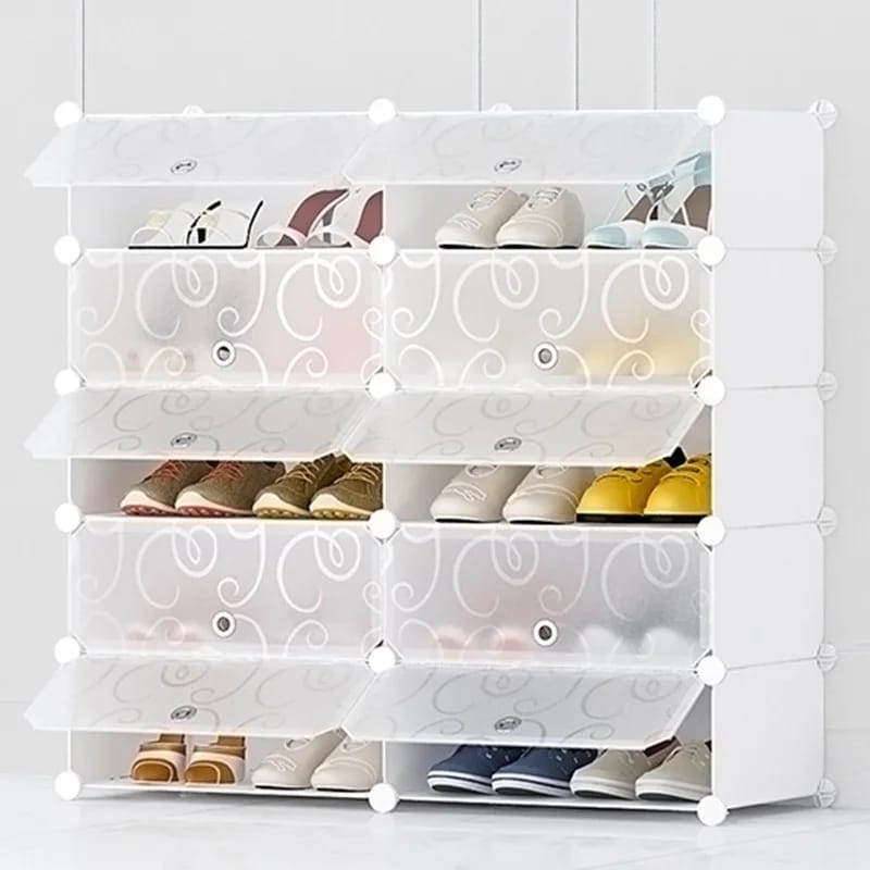 Durable Stackable Shoe Storage Box with Clear Cover - Easy-to-Use Shoe Rack Solution