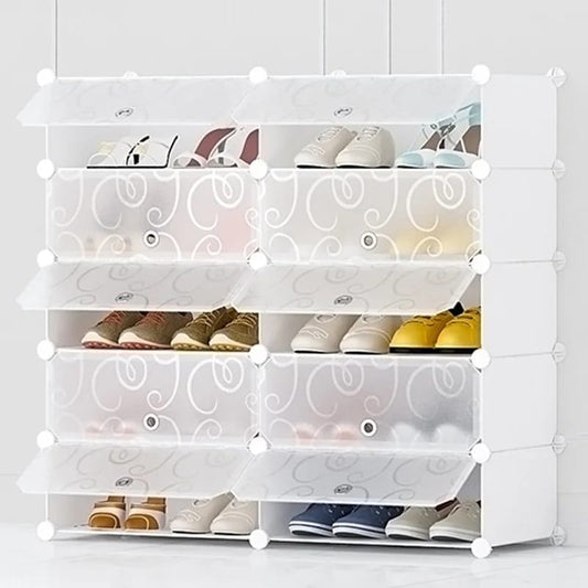 Durable Stackable Shoe Storage Box with Clear Cover - Easy-to-Use Shoe Rack Solution