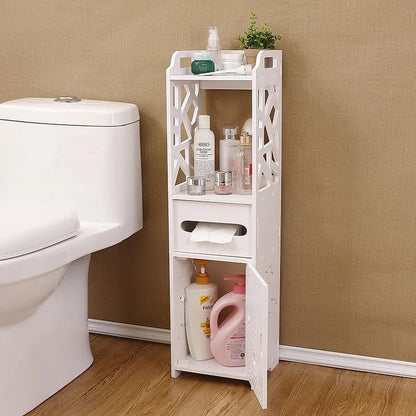 Versatile Universal Narrow Bathroom Cabinet Slim Hollow Universal Versatile Narrow Bathroom Furniture Bathroom Storage Shelf for Home