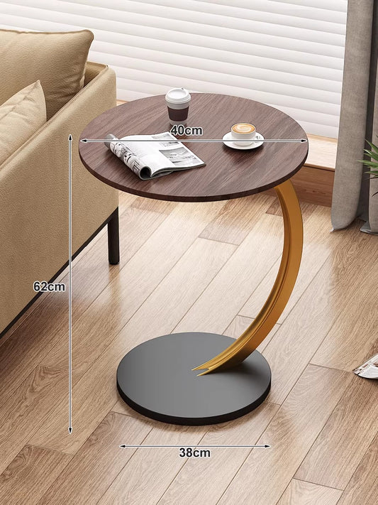 suparr Light Luxury Side Table, C Shaped End Table for Couch, Sofa and Bed, Small Desktop C Table for Living Room, Bedroom