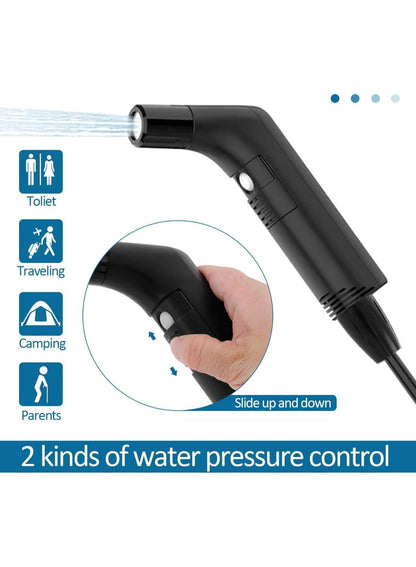 Portable Travel Bidet Shattaf with 2.3L Water Tank – Handheld Muslim Toilet Bidet Sprayer, 2-Speed Flow Control, 1.2M Long Hose, IPX6 Waterproof