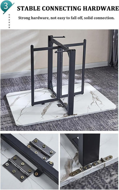 Modern Exble Dining Table Foldable Drop Leaf Kitchen Table Multifunctional Expandable Design with Adjustable Foot Pads Sturdy Carbon Steel Frame for Small Spaces