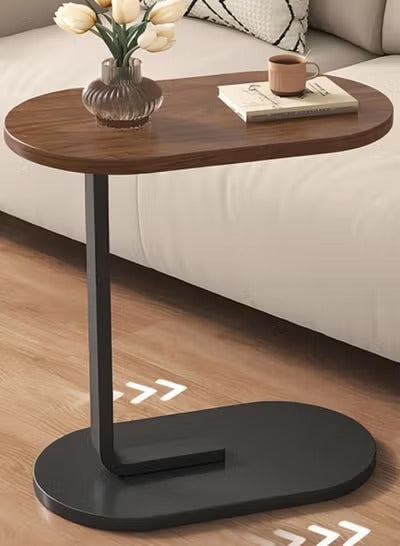 C Shaped Side Table for Sofa Couch Bed Farmhouse Narrow Small End Table Movable Corner Accent Coffee Table for Living Room Bedroom Office Small Spaces Decoration