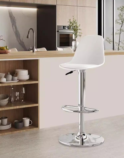 Modern Faux Bar Stools Set of 2 Height Adjustable Counter Barstools with Backrest & Footrest for Kitchen Black