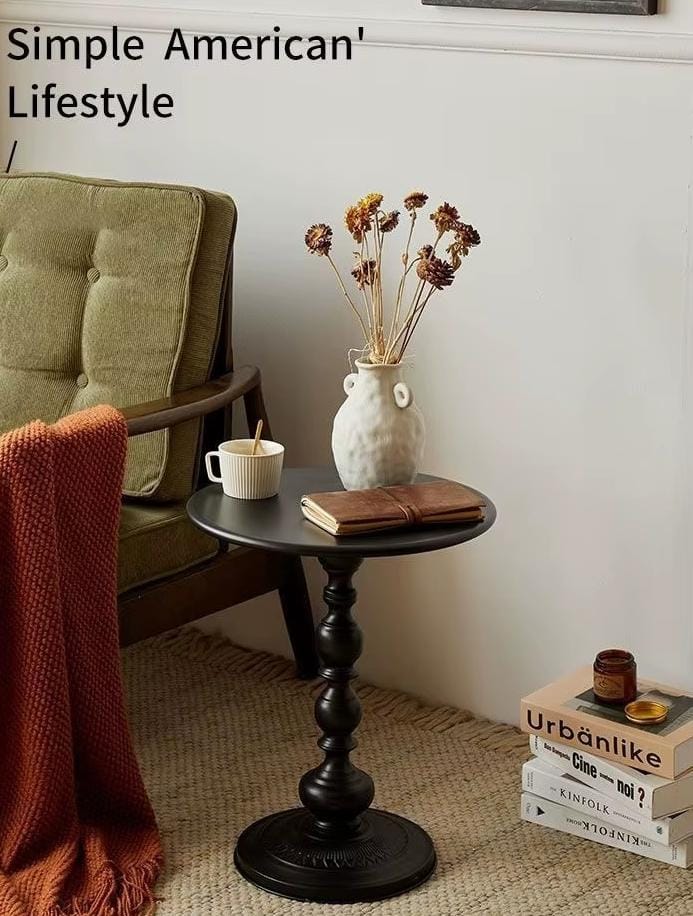 Side Table Round Side Table Floor-Standing Sofa Side Metal Small Coffee Table Living Room Office Decoration Retro End Table Bedroom Bedside Table end Table