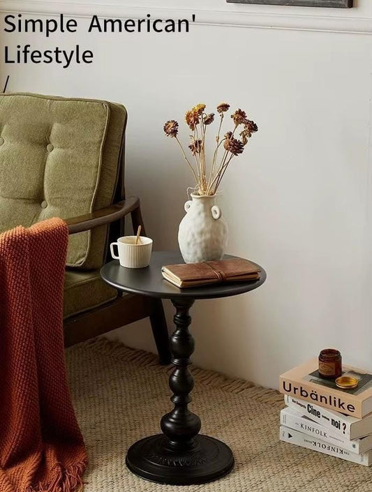 Side Table Round Side Table Floor-Standing Sofa Side Metal Small Coffee Table Living Room Office Decoration Retro End Table Bedroom Bedside Table end Table